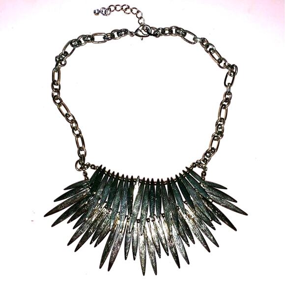 SLATE Fringe Statement Necklace Gold-Tone 18" - Picture 1 of 5